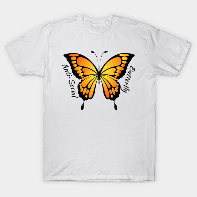 Orange Anti Social Butterfly T-Shirt by Orchyd